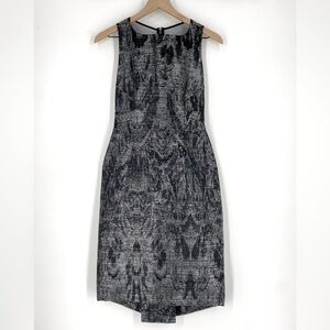 6267 Metallic Black Gray Midi Sleeveless Dress